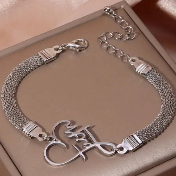 SILVER MESH CHAIN FAITH BRACELET. Adjustable - Picture 6 of 6